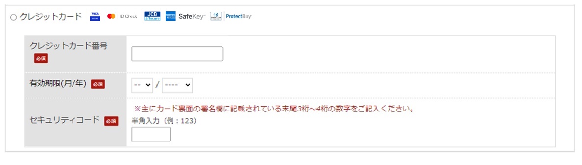 クレジットカード入力画像